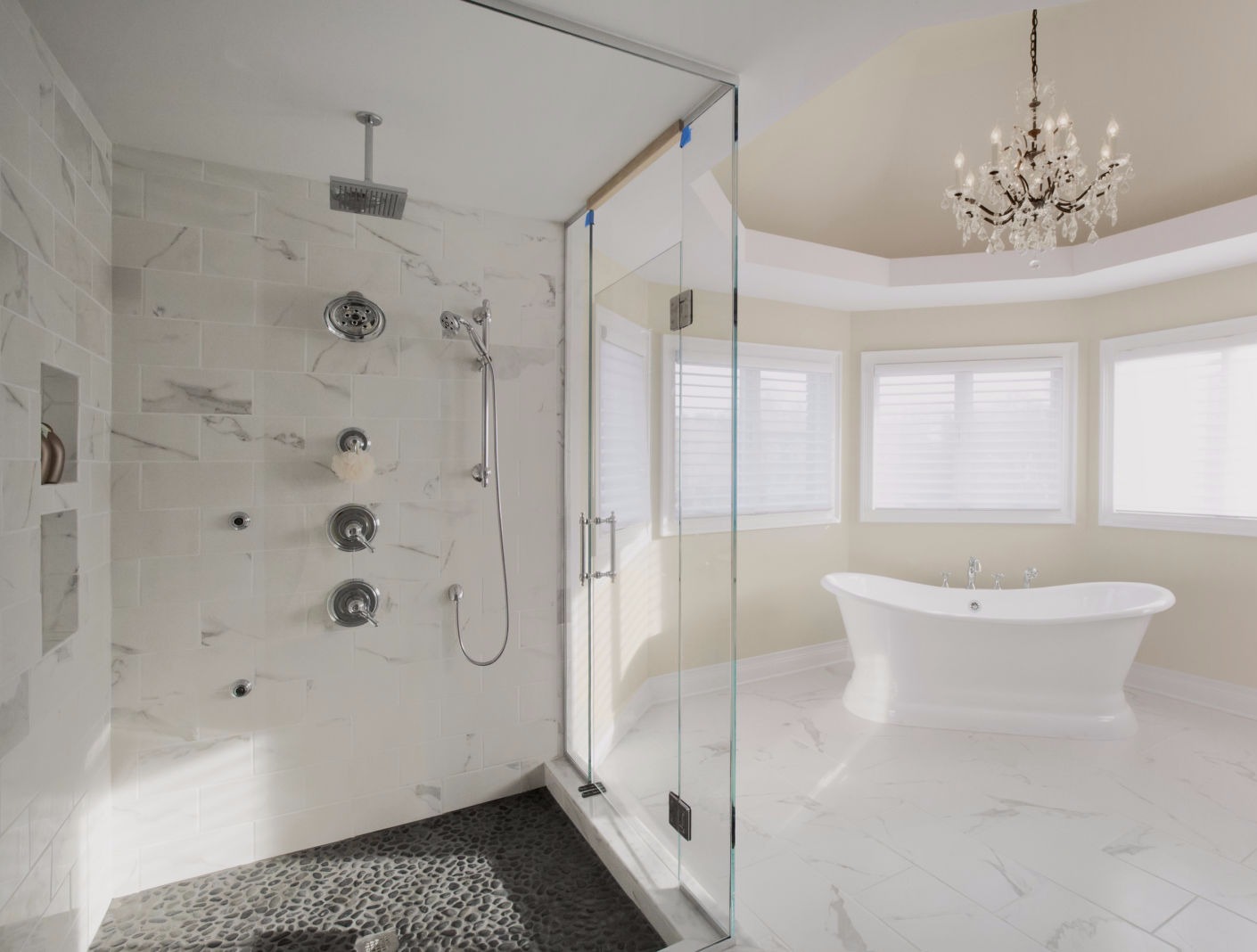 Shower tile floor installation